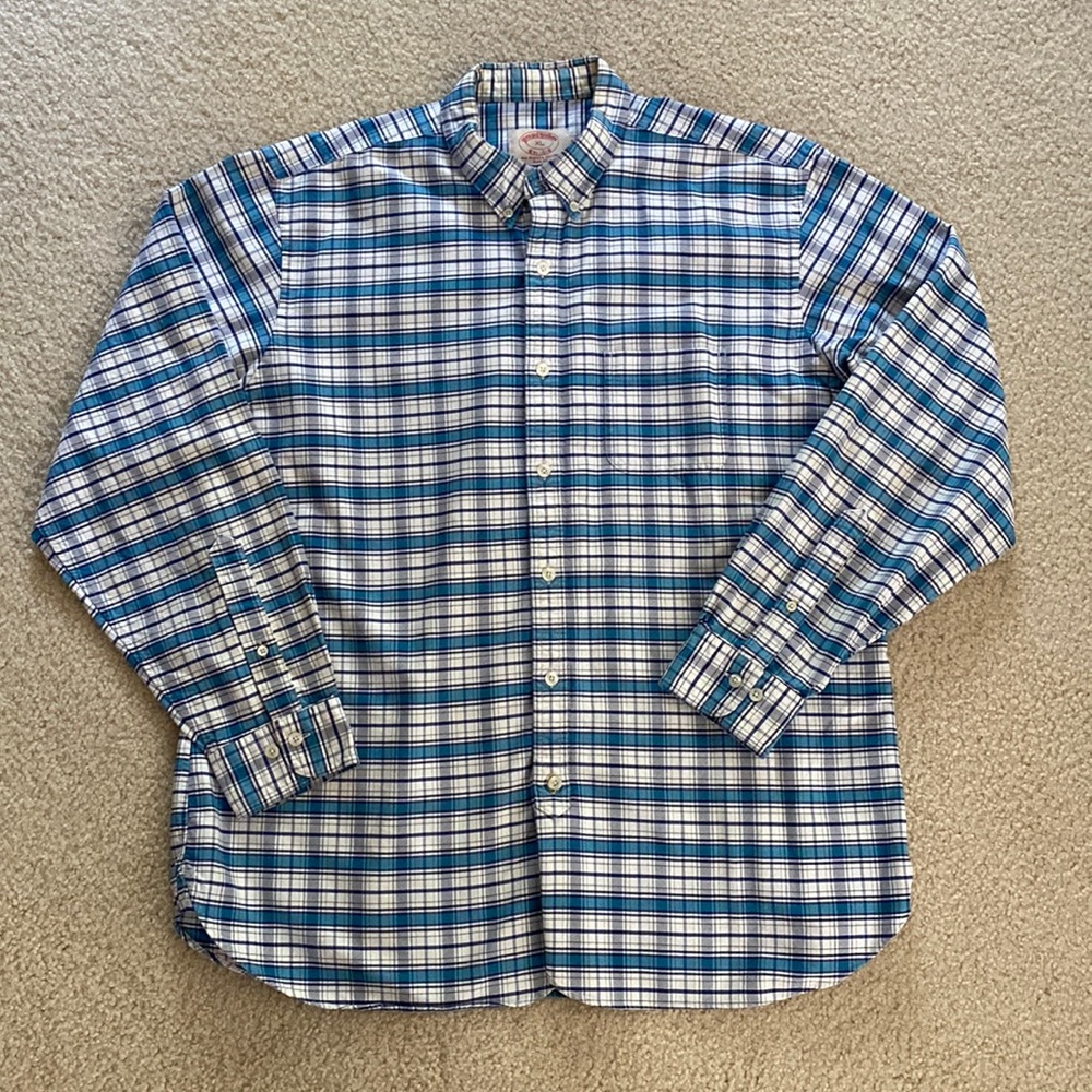 Brooks Brothers blue plaid shirt